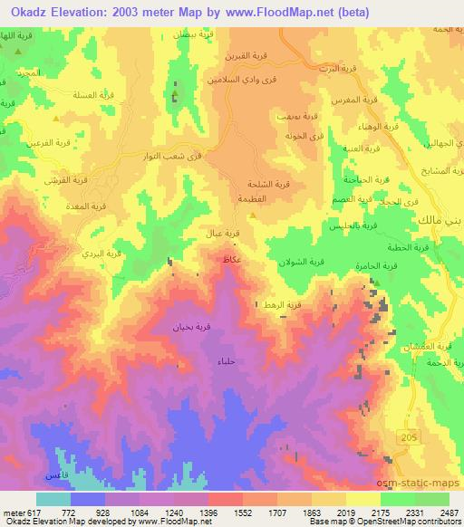 Okadz,Saudi Arabia Elevation Map