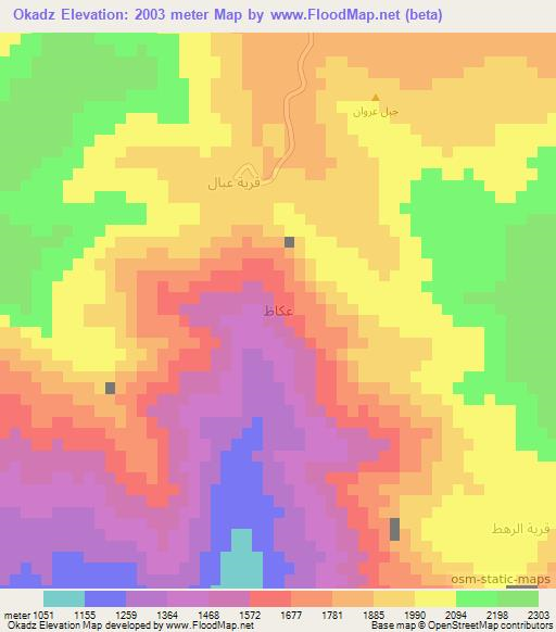 Okadz,Saudi Arabia Elevation Map