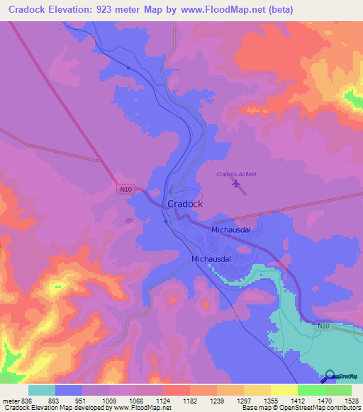 Cradock,South Africa Elevation Map