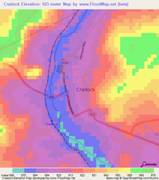 Cradock,South Africa Elevation Map