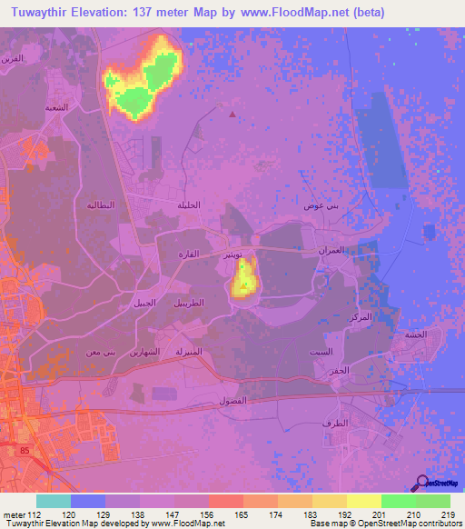 Tuwaythir,Saudi Arabia Elevation Map