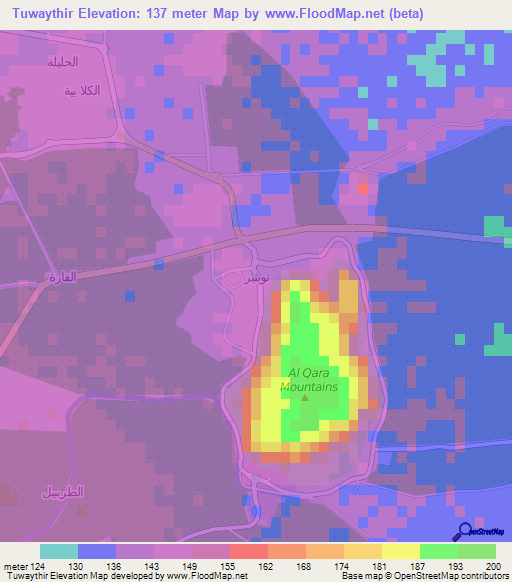 Tuwaythir,Saudi Arabia Elevation Map