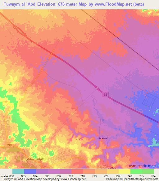 Tuwaym al `Abd,Saudi Arabia Elevation Map