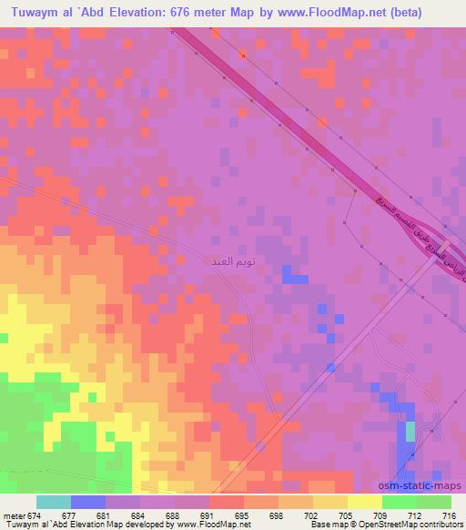 Tuwaym al `Abd,Saudi Arabia Elevation Map