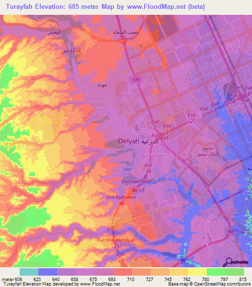 Turayfah,Saudi Arabia Elevation Map