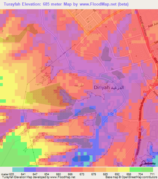 Turayfah,Saudi Arabia Elevation Map