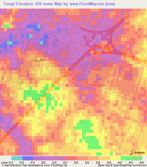 Turayf,Saudi Arabia Elevation Map