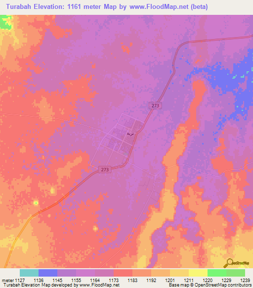 Turabah,Saudi Arabia Elevation Map