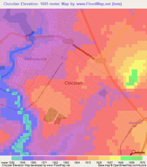 Clocolan,South Africa Elevation Map