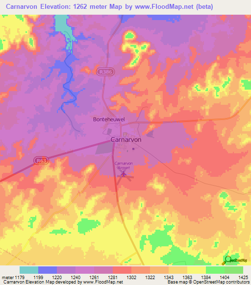 Carnarvon,South Africa Elevation Map