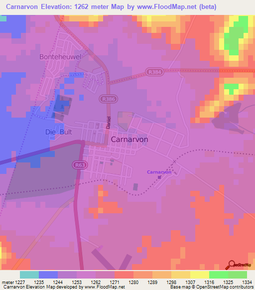 Carnarvon,South Africa Elevation Map