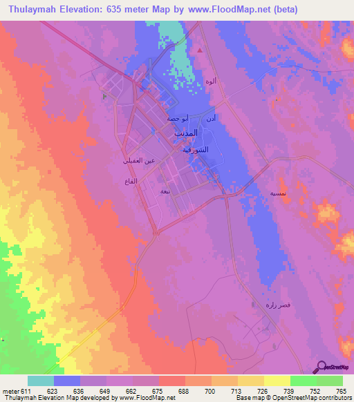 Thulaymah,Saudi Arabia Elevation Map