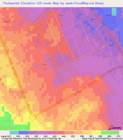 Thulaymah,Saudi Arabia Elevation Map