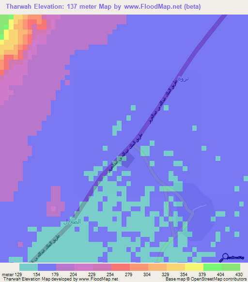 Tharwah,Saudi Arabia Elevation Map