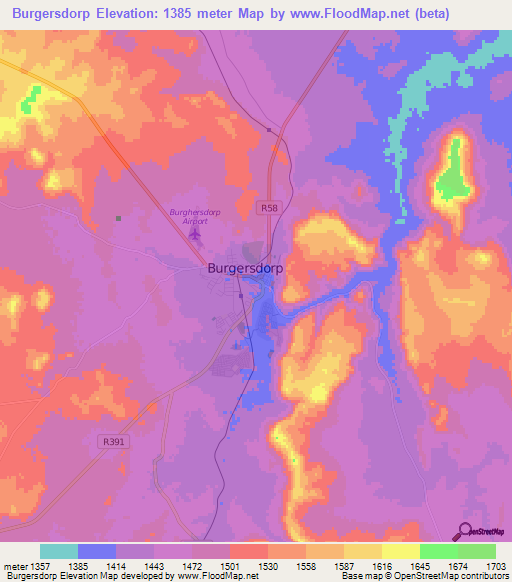 Burgersdorp,South Africa Elevation Map