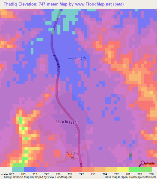 Thadiq,Saudi Arabia Elevation Map