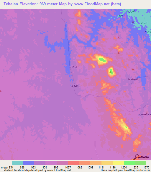 Tehelan,Saudi Arabia Elevation Map