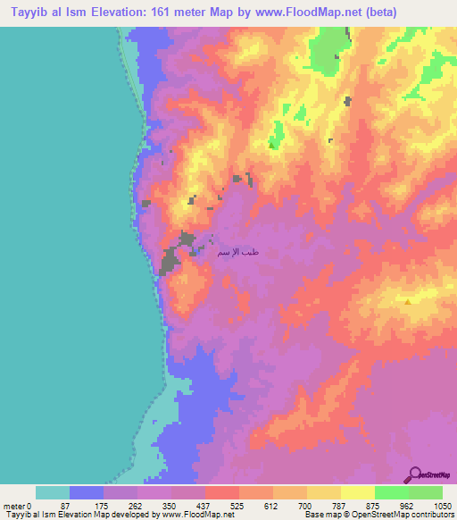 Tayyib al Ism,Saudi Arabia Elevation Map