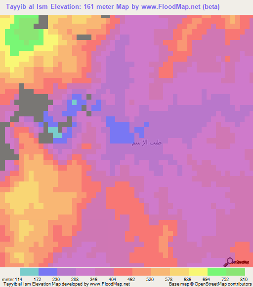 Tayyib al Ism,Saudi Arabia Elevation Map