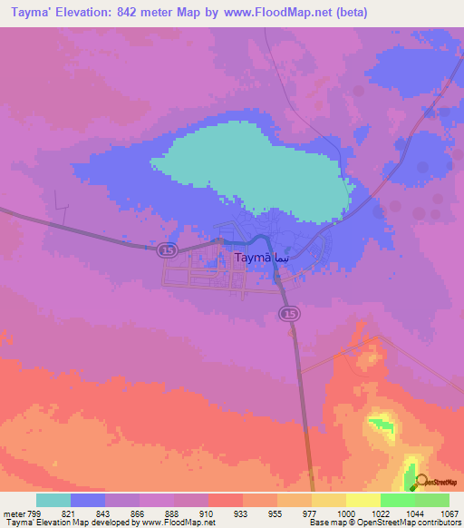 Tayma',Saudi Arabia Elevation Map