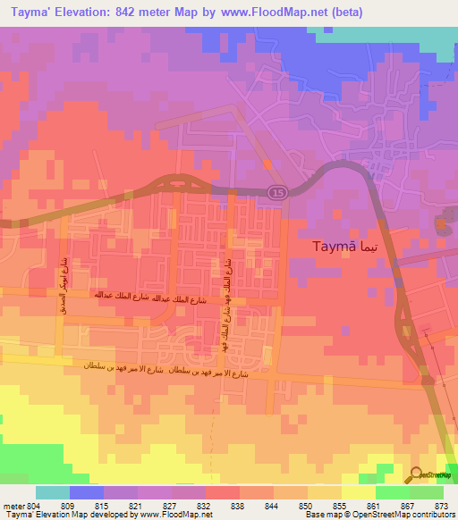 Tayma',Saudi Arabia Elevation Map