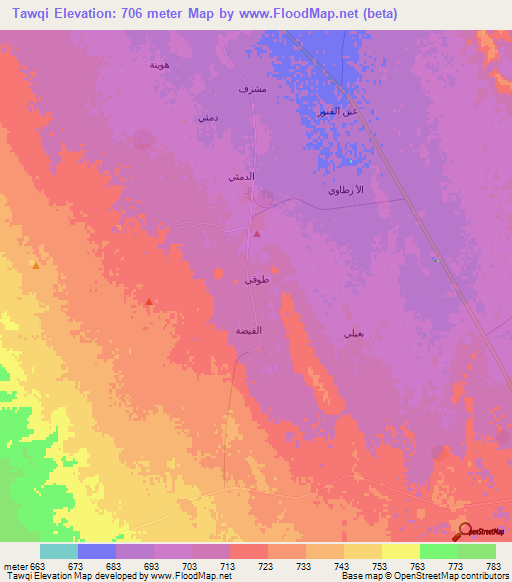 Tawqi,Saudi Arabia Elevation Map