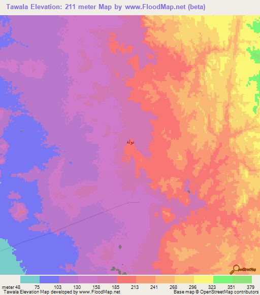 Tawala,Saudi Arabia Elevation Map