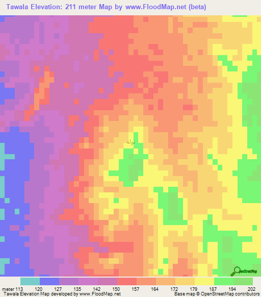 Tawala,Saudi Arabia Elevation Map