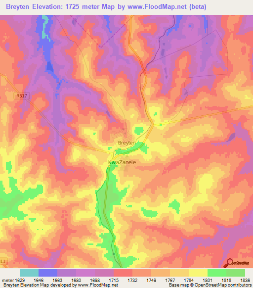 Breyten,South Africa Elevation Map