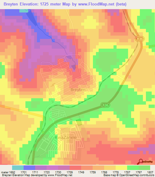 Breyten,South Africa Elevation Map