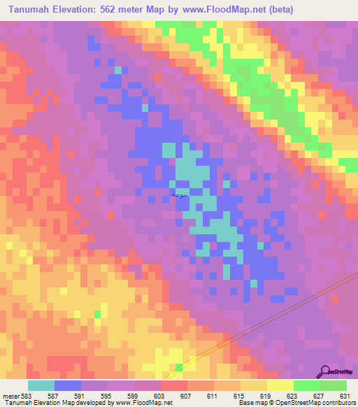 Tanumah,Saudi Arabia Elevation Map