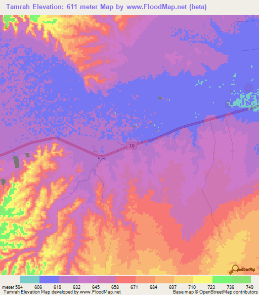 Tamrah,Saudi Arabia Elevation Map