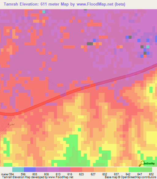 Tamrah,Saudi Arabia Elevation Map