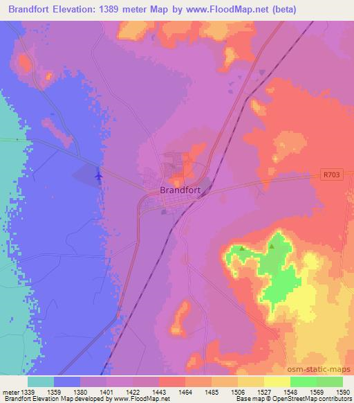 Brandfort,South Africa Elevation Map