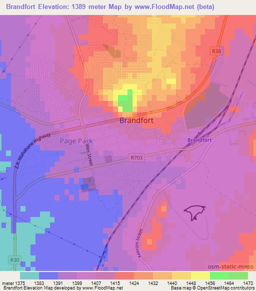 Brandfort,South Africa Elevation Map