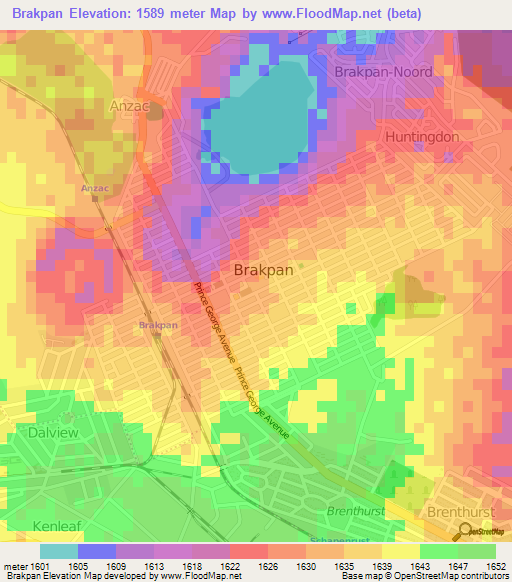 Brakpan,South Africa Elevation Map