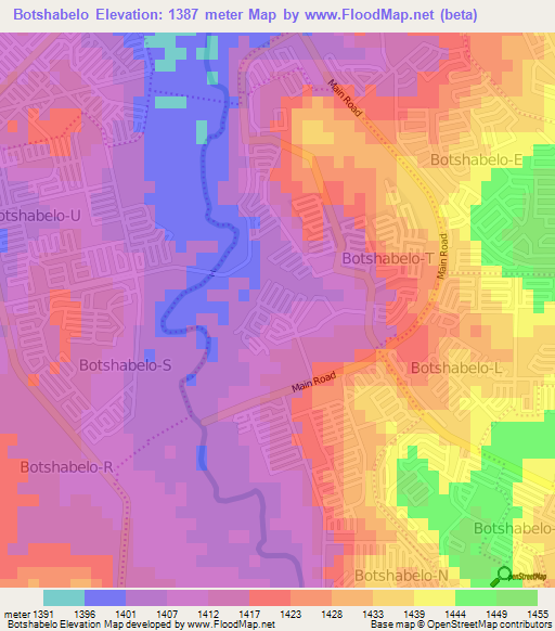 Botshabelo,South Africa Elevation Map