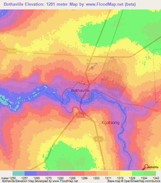 Bothaville,South Africa Elevation Map