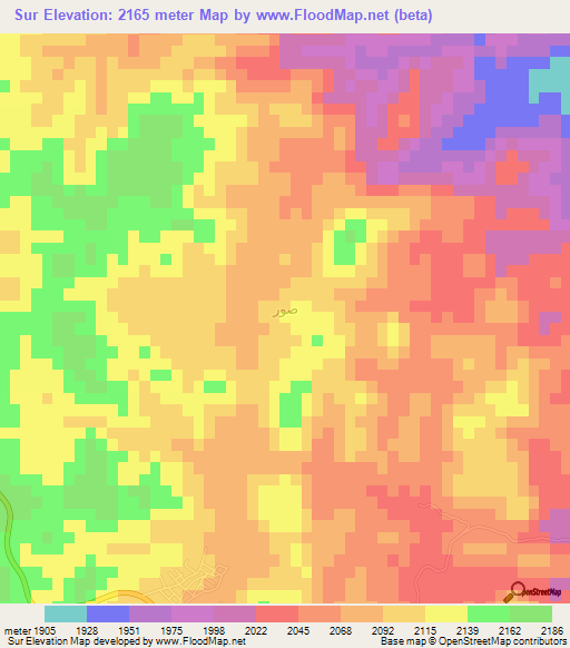 Sur,Saudi Arabia Elevation Map