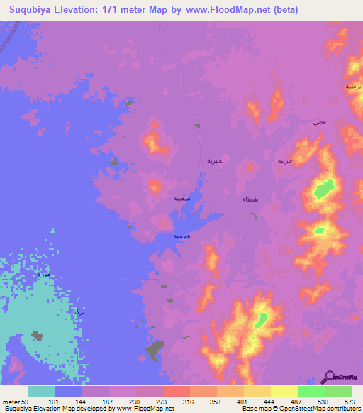 Suqubiya,Saudi Arabia Elevation Map