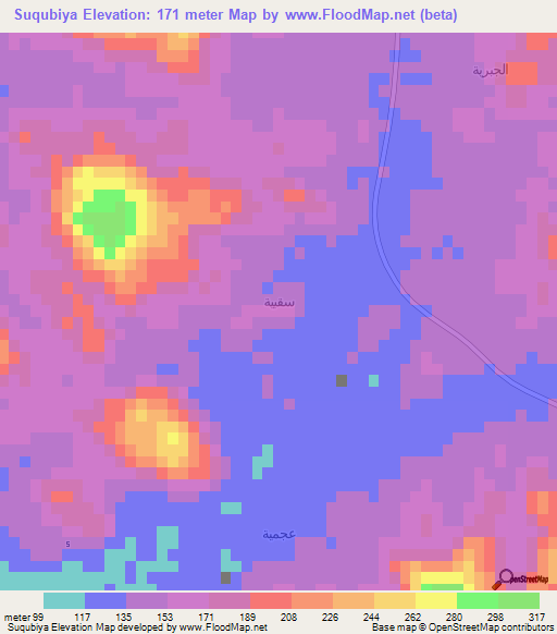 Suqubiya,Saudi Arabia Elevation Map