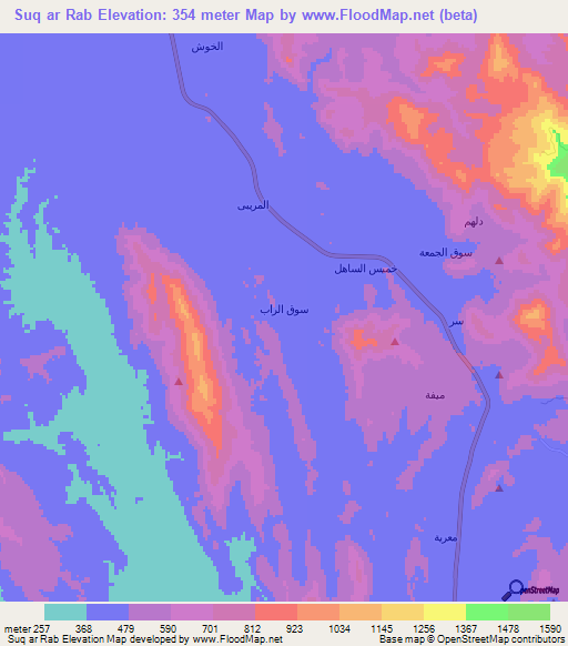 Suq ar Rab,Saudi Arabia Elevation Map