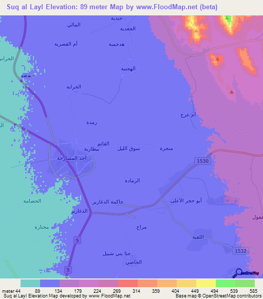 Suq al Layl,Saudi Arabia Elevation Map