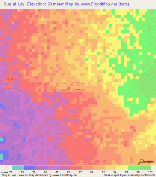 Suq al Layl,Saudi Arabia Elevation Map