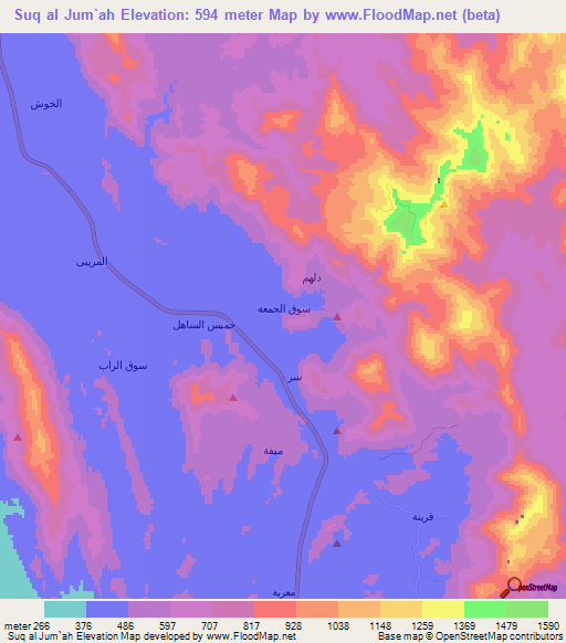 Suq al Jum`ah,Saudi Arabia Elevation Map