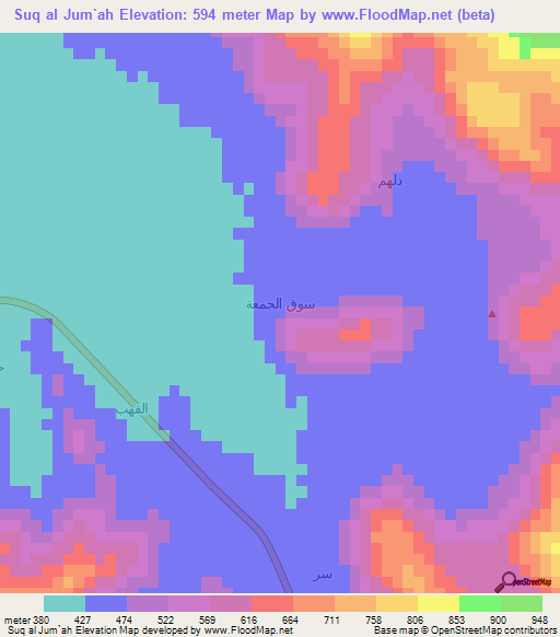 Suq al Jum`ah,Saudi Arabia Elevation Map