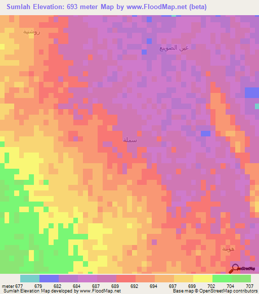 Sumlah,Saudi Arabia Elevation Map