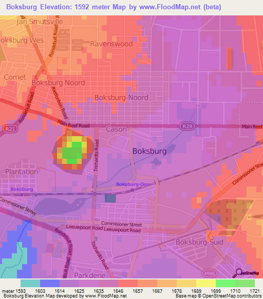 Boksburg,South Africa Elevation Map