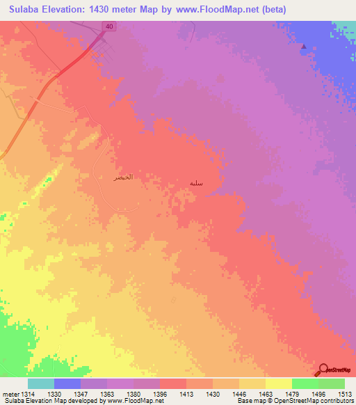 Sulaba,Saudi Arabia Elevation Map