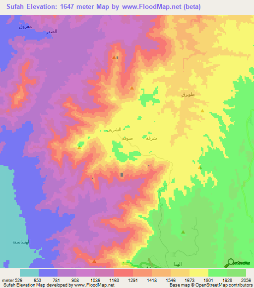 Sufah,Saudi Arabia Elevation Map